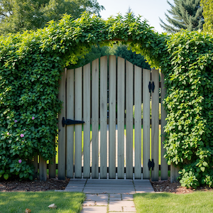 Gartentor in einer Hecke